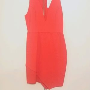 Coral Bodycon Above Knee Dress